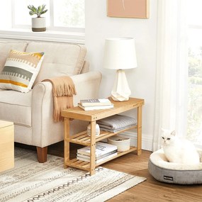 Lavica na topánky, bambusový botník s 3 policami, prírodný