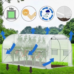 Springos Záhradný skleník / fóliovník 4 × 2,5 × 2 m GT0009 UV-4, 140 g/m²