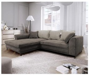 Rozkladacia rohová sedacia súprava s úložným priestorom v tvare L LAGOA ľavá taupe/šedá