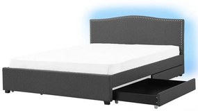 Čalúnená posteľ s úložným priestorom a farebným LED osvetlením 180 x 200 cm sivá MONTPELLIER Beliani