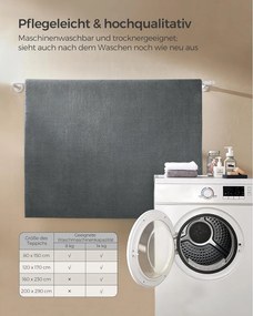 Koberec,  200 x 290 cm, protišmykový, možno prať v práčke, sivý