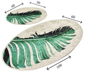 Zeleno-béžové kúpeľňové predložky v súprave 2 ks 60x100 cm Floret – Foutastic