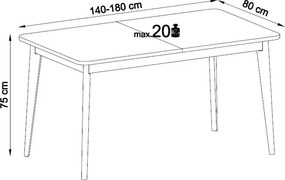 Rozkladací jedálenský stôl Nordi 140x80 cm, dub artisan