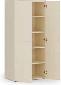 Kancelárska policová skriňa PRIMO WOOD s dverami, 800 x 500 x 1781 mm, breza