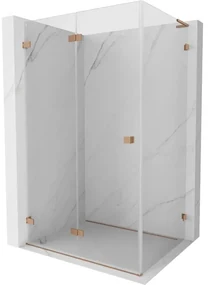 Mexen Lunar-F L, skladací sprchový kút ľavý 100 x 80 cm, 8mm číre sklo, profil medená matná, 836L-100-080-65-00-L