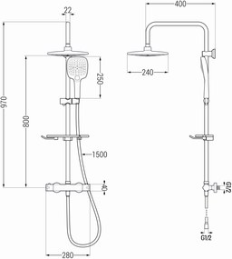 Mexen KT17 sprchový set s termostatickou batériou Kai, chrómová, 771501793-00