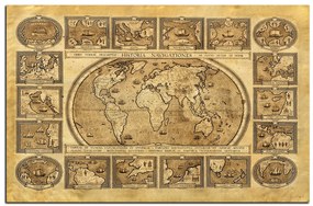 Obraz na plátne - Starodávna mapa sveta 1100A (90x60 cm  )