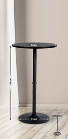 Barový stôl okrúhly DS25199, čierny / rám čierny - v108 x Ø60 cm