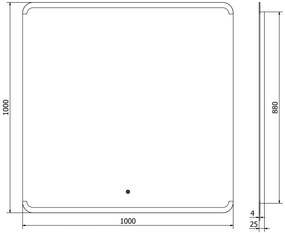 Mexen Nida, LED kúpeľňové zrkadlo s podsvietením 100x100 cm, 6000K, ochrana proti zahmlievaniu, 9806-100-100-611-00