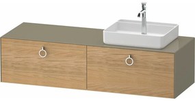 DURAVIT White Tulip závesná skrinka pod umývadlo na dosku (umývadlo vpravo), 2 zásuvky, 1600 x 550 x 408 mm, dub prírodný masív/kameňovo šedá vysoký lesk, WT4890RH5H20000