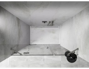 Mexen Lunar, ľavé otočné sprchové dvere 155 cm, 8mm číre sklo, oceľový profil, 834S-155-050-97-00-L