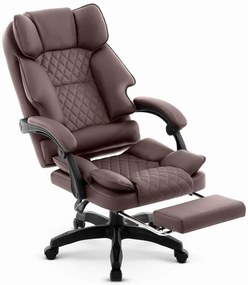 Ergonomická kancelárska stolička HC-1031 z ekokože s podnožkou - hnedá