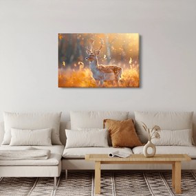 Obraz - Jeleň v poli (90x60 cm)