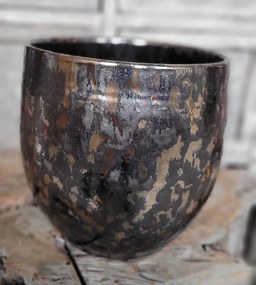 Dymovo-strieborný antik keramický kvetináč Smokey - Ø 18*18cm