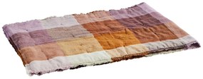 MADAM STOLTZ Ľanový prehoz na posteľ Burnt Orange/Lilac/Bordeaux 70 × 180 cm