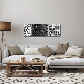 Obraz čiernobiele architektúry (s hodinami) (90x30 cm)
