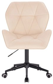 LuxuryForm DESIGN Stolička MILANO MAX VELUR na čiernej podstave s kolieskami - krémová