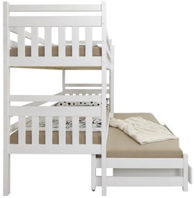 Wilsondo Poschodová posteľ s prístelkou Petra 5 - biela Rozmer: 200x90