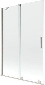 Mexen Velar, 2-krídlová posuvná vaňová zástena 120 x 150 cm, 8mm číre sklo, brúsená oceľ, 896-120-000-01-97