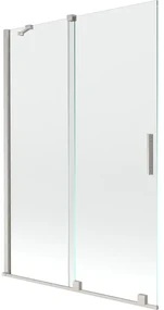 Mexen Velar, 2-krídlová posuvná vaňová zástena 120 x 150 cm, 8mm číre sklo, brúsená oceľ, 896-120-000-01-97