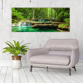 Obraz - Zelený vodopád (120x50 cm)