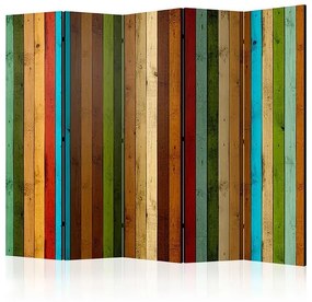 Paraván - Wooden rainbow II [Room Dividers] Veľkosť: 225x172, Verzia: Jednostranný