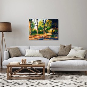Obraz lesa v letnom slnku, maľba (70x50 cm)