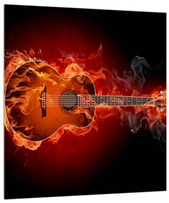 Obraz gitary v ohni (30x30 cm)
