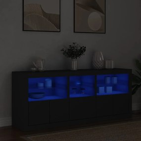 Komoda s LED svetlami čierna 162x37x67 cm 3208996