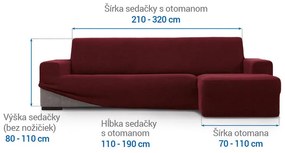 Super strečové poťahy HARMONIA bordó sedačka s otomanom vpravo (š. 210 - 320 cm)