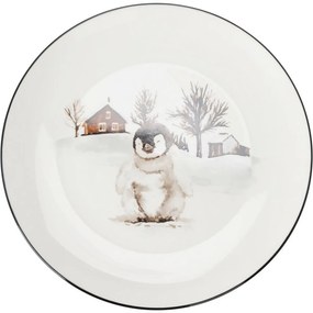 Porcelánový plytký tanier Winter Penguin, 27 x 2,6 cm