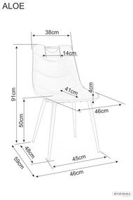Signal ALOE jedálenská stolička, ČIERNY RÁM / OLIVOVÁ ČAL.211
