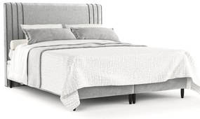 Sivá čalúnená dvojlôžková posteľ s úložným priestorom 200x200 cm Musca – Maison de Rêve