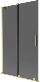Mexen Velar L, 2-krídlová posuvná vaňová zástena 110 x 150 cm, 8mm šedé sklo, zlatá matná, 896-110-003-41-55