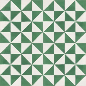 Cementové dlaždice s trojuholníkovým motívom v zelenej a bielej farbe - Ref. 241 | Articima