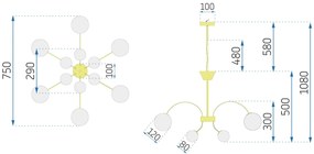 Toolight - závesné svietidlo 12xG9 APP962-12CP, zlatá, OSW-04048