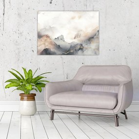 Sklenený obraz - Abstrakcia hôr s textúrou mramoru (70x50 cm)