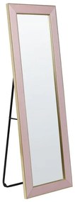 Zamatové stojacie zrkadlo 50 x 150 cm ružové LAUTREC Beliani