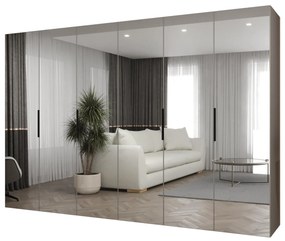 Šatníková skriňa 300 cm Mirabella 3 (kašmír + čierna). Akcia -20%. Vlastná spoľahlivá doprava až k Vám domov. 1126498