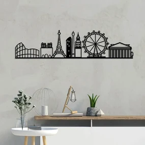 Kovová nástenná dekorácia 120x29 cm Cities - Wallity