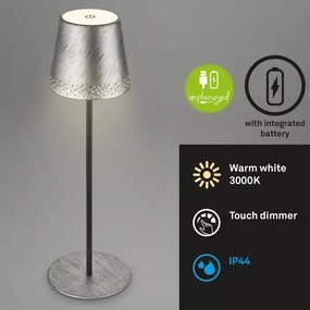 Brilo - KIKI nabíjateľná dotyková stolná LED lampa LED/2,6W/5V IP44 2600 mAh strieborná