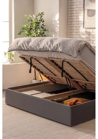 Sivá čalúnená dvojlôžková posteľ s úložným priestorom s matracom/s roštom 160x200 cm Thessa Bold Line – Bonami Selection