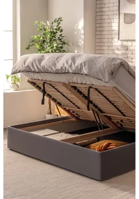 Sivá čalúnená dvojlôžková posteľ s úložným priestorom s matracom/s roštom 180x200 cm Thessa Bold Line – Bonami Selection