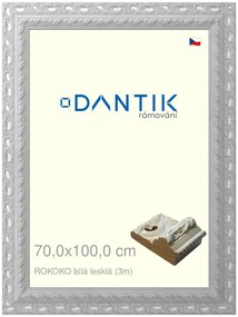 DANTIK rám na obraz 70x100 | ROKOKO bílá lesklá (Plexi Čiré)