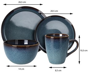 Kameninová jedálenská súprava Navy sada 16ks