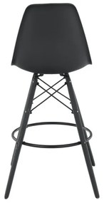 Kondela Barová stolička, čierna, plast/drevo, CARBRY NEW