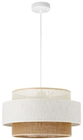 Závesný luster BOHO na lane 1xE27/60W/230V, priemer 40 cm, biela/juta