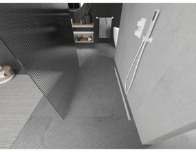 Mexen Kioto, sprchová zástena Walk-In 130 x 200 cm, 8mm sklo s rebrovým vzorom, biela profil, 800-130-002-20-09