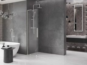 Mexen Velar L, posuvná sprchová zástena Walk-in 120 x 200 cm, 8mm číre sklo, brúsená oceľ, 871-120-003-03-97