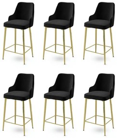 Sada barových stoličiek Enox Black and Gold, 6 ks